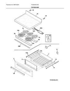 Top/Drawer Diagram and Parts List for FCRE305CASE  Frigidaire Range