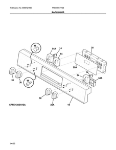Backguard Diagram and Parts List for FFEH3051VSB  Frigidaire Range