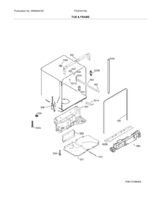 Tub & Frame Diagram and Parts List for FGID2474QF5B  Frigidaire Dishwasher