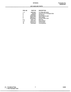 Air Handling Parts Page 2 Diagram and Parts List for 5079005A  Frigidaire Air Conditioner
