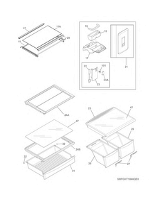 Shelves Diagram and Parts List for FGHT2046QF0  Frigidaire Refrigerator