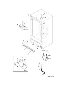 Cabinet Diagram and Parts List for FFFU14M1QWD  Frigidaire Freezer