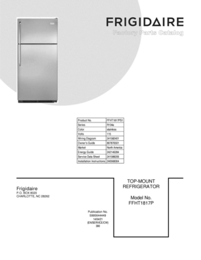 01 - COVER Diagram and Parts List for FFHT1817PS1  Frigidaire Refrigerator