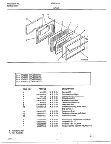 Door Diagram and Parts List for 2833-80B  Frigidaire Range
