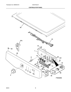 04 - CONTROLS/TOP PANEL Diagram and Parts List for CDE4700LW1  Frigidaire Dryer
