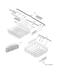 Racks Diagram and Parts List for FPID2497RF3A  Frigidaire Dishwasher