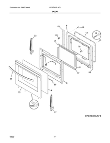 Door Diagram and Parts List for FCRE305LAFJ  Frigidaire Range