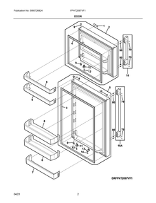 Door Diagram and Parts List for FPHT2097VF1  Frigidaire Refrigerator