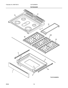 Top/Drawer Diagram and Parts List for GCFG3060BFB  Frigidaire Range
