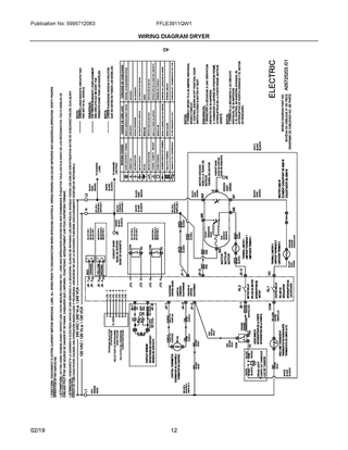 Wiring Diagram Dryer Diagram and Parts List for FFLE3911QW1  Frigidaire Washer Dryer Combo