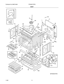 Body Diagram and Parts List for FPEW3077RFG  Frigidaire Wall Oven
