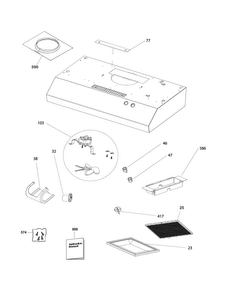 Recommended Spare Parts Diagram and Parts List for FHWC3625MWA  Frigidaire Range Hood