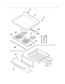 Top/drawer Diagram and Parts List for FFEF3043LSJ  Frigidaire Range