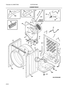 Cabinet/Drum Diagram and Parts List for ELFE743CAW0  Frigidaire Dryer