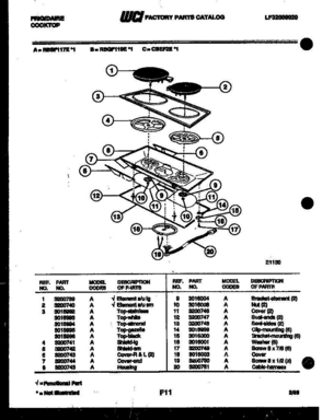 03 - COOKTOP PARTS Diagram and Parts List for RBSF117E1BLACK  Frigidaire Refrigerator