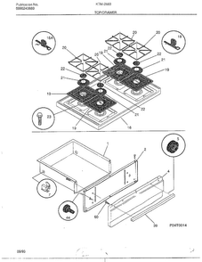 Top/drawer Diagram and Parts List for 2883-81A  Frigidaire Range