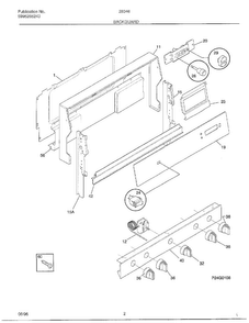 Backguard Diagram and Parts List for 283460B  Frigidaire Range