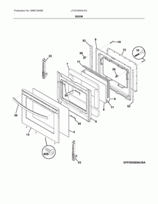 Door Diagram and Parts List for LFGH3054UFD  Frigidaire Range