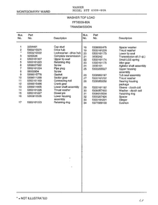 Transmission Page 2 Diagram and Parts List for 6009-80A  Frigidaire Washer