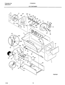 Ice Container Diagram and Parts List for OEMF3-FRS26ZXHD1  Frigidaire Refrigerator