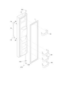 Freezer Door Diagram and Parts List for FFHS2622MSC  Frigidaire Refrigerator