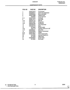 Compressor Parts Page 2 Diagram and Parts List for 5368000B  Frigidaire Air Conditioner