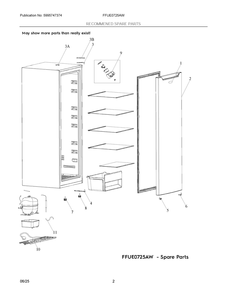 Recommened Spare Parts Diagram and Parts List for FFUE0725AW  Frigidaire Freezer