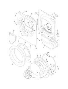 Front Panel/lint Filter Diagram and Parts List for FASE7021NW2  Frigidaire Dryer