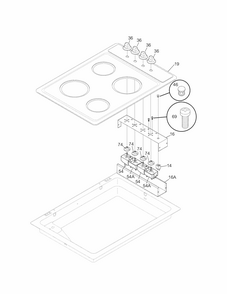 Control Panel Diagram and Parts List for 79041209903  Kenmore Cooktop