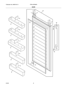 Door Diagram and Parts List for FPRU19F8WF8  Frigidaire Refrigerator