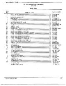 30" Floor/basic Body Page 2 Diagram and Parts List for 2458A  Frigidaire Range