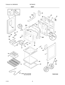 Body 2 Diagram and Parts List for MFF366KSC  Frigidaire Range
