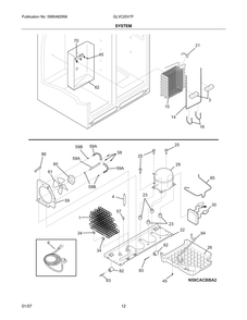 System Diagram and Parts List for GLVC25V7FW2  Frigidaire Refrigerator
