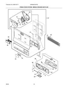 Fresh Food System / Middle Drawer Air Flow Diagram and Parts List for GRMN2872AF02  Frigidaire Refrigerator
