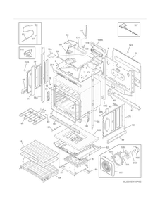 Lower Oven Diagram and Parts List for EI30EW45PSC  Electrolux Wall Oven