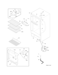 Cabinet Diagram and Parts List for FFFH20D1RWA  Frigidaire Freezer