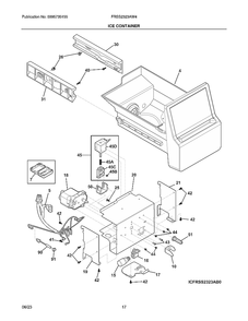 Ice Container Diagram and Parts List for FRSS2323AW4  Electrolux Refrigerator