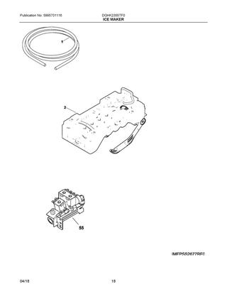 Ice Maker Diagram and Parts List for DGHK2355TF0  Frigidaire Refrigerator