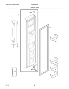 Freezer Door Diagram and Parts List for GRSS2652AD8  Frigidaire Refrigerator