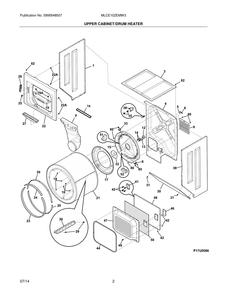 Upper Cabinet/Drum Heater Diagram and Parts List for MLCE10ZEMW3  Frigidaire Dryer
