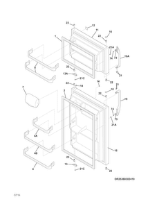 Doors Diagram and Parts List for FFHT1521QW0  Frigidaire Refrigerator