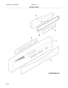 Control Panel Diagram and Parts List for FFBD2411NW8B  Frigidaire Dishwasher