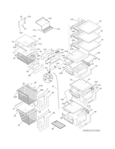 Shelves Diagram and Parts List for EW23CS75QS0  Electrolux Refrigerator