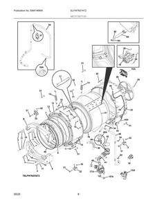 Motor/Tub Diagram and Parts List for ELFW7637AT2  Frigidaire Washer
