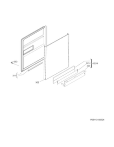 Door Diagram and Parts List for EW24ID70QT0A  Electrolux Dishwasher