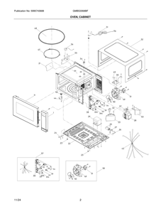 Oven, Cabinet Diagram and Parts List for GMBS3068BF  Frigidaire Microwave