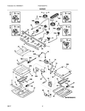 03 - BURNER Diagram and Parts List for FGGF304DPFG  Frigidaire Range