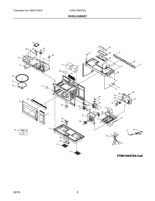 Oven,cabinet Diagram and Parts List for CFMV1645TDA  Frigidaire Microwave