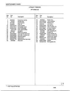 Upright Freezer Page 2 Diagram and Parts List for 49669B  Frigidaire Freezer