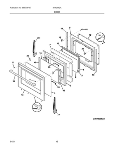 Door Diagram and Parts List for 20462052A  Frigidaire Range